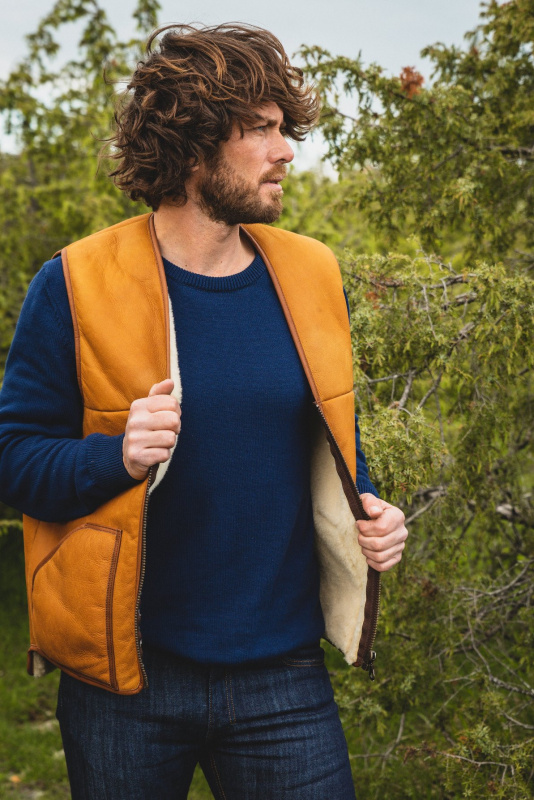 Gilet en peau lainée pour Homme - Fabrication artisanale française