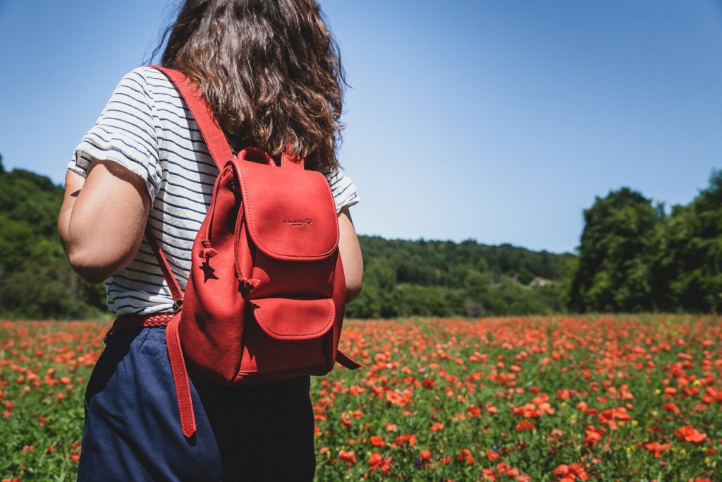 Sac à dos cuir rouge