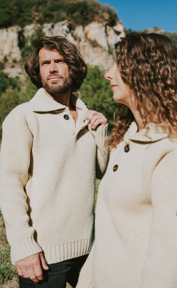 Pull col montant 100% laine