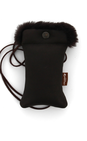 Étui téléphone en peau lainée